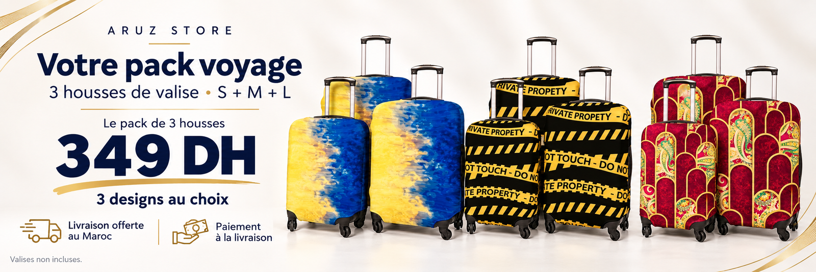 Pack voyage 3 housses ARUZ STORE